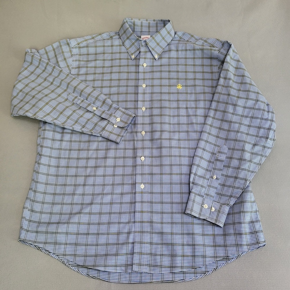 Brooks Brothers 346 Long Sleeve Button Up Plaid Shirt Supima Cotton Men's XL